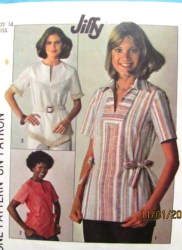 7894 SIMPLICITY JIFFY 1977 PULLOVER TIED SS TOPS PATTERN 12, 14, 16 choice